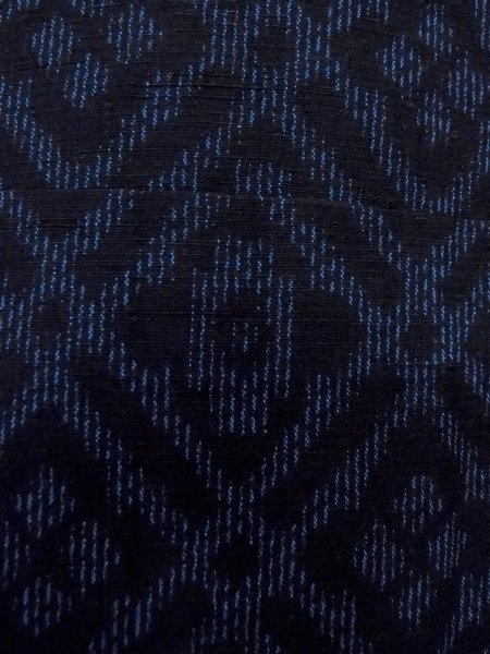 画像6: N1007W 男性用紬 十日町紬 シルク(正絹) 深い藍, 花菱 【中古】【USED】【リサイクル】 ★★★★☆【N1007W】 (6)