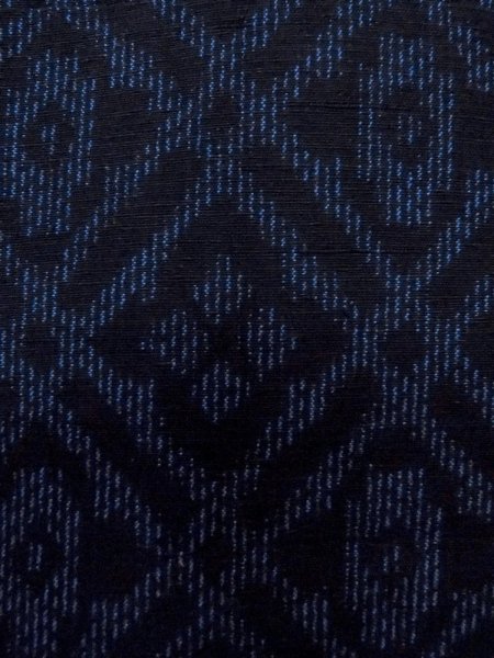 画像7: N1007W 男性用紬 十日町紬 シルク(正絹) 深い藍, 花菱 【中古】【USED】【リサイクル】 ★★★★☆【N1007W】 (7)