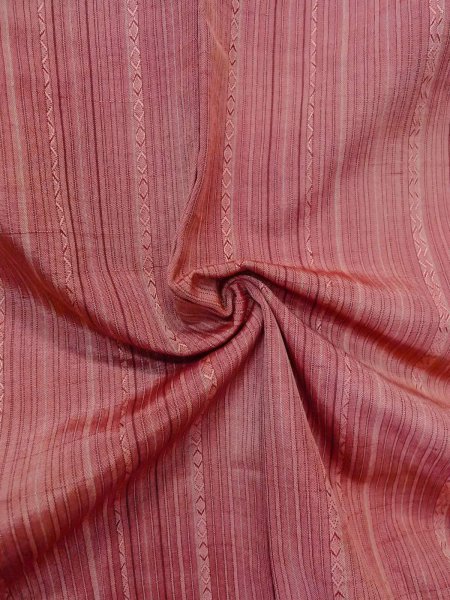 画像9: N1007X 男性用紬  シルク(正絹) 薄い灰色がかったえんじ, 縞 【中古】【USED】【リサイクル】 ★★★★☆【N1007X】 (9)