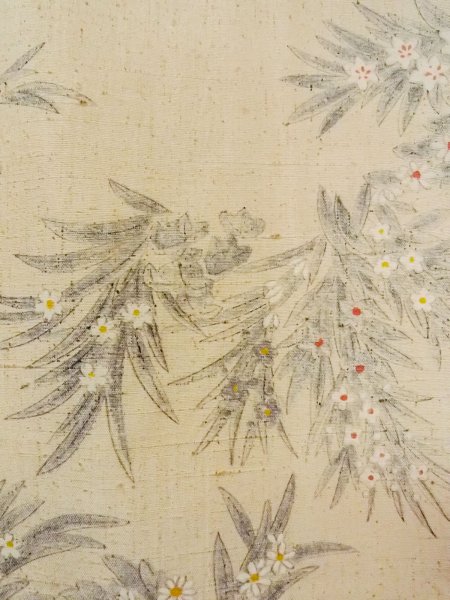 画像5: N1015A 女性用紬  シルク（正絹） アイボリー, 花 【中古】【USED】【リサイクル】 ★★★☆☆【N1015A】 (5)