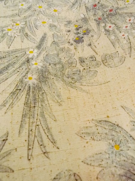 画像9: N1015A 女性用紬  シルク（正絹） アイボリー, 花 【中古】【USED】【リサイクル】 ★★★☆☆【N1015A】 (9)