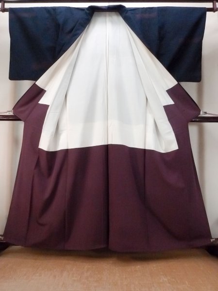 画像2: N1015B 女性用紬 石下結城紬 シルク（正絹） 紺, 亀甲 【中古】【USED】【リサイクル】 ★★★☆☆【N1015B】 (2)