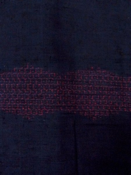 画像6: N1015B 女性用紬 石下結城紬 シルク（正絹） 紺, 亀甲 【中古】【USED】【リサイクル】 ★★★☆☆【N1015B】 (6)