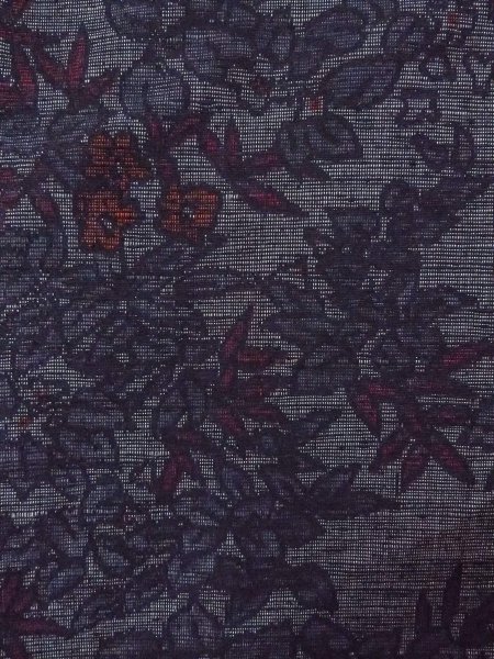 画像5: N1015C 女性用紬  シルク（正絹） 深い灰色, 花 【中古】【USED】【リサイクル】 ★★★☆☆【N1015C】 (5)