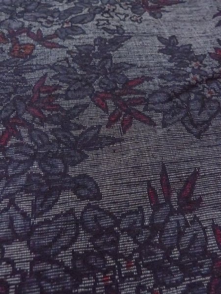 画像8: N1015C 女性用紬  シルク（正絹） 深い灰色, 花 【中古】【USED】【リサイクル】 ★★★☆☆【N1015C】 (8)