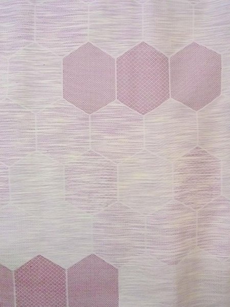 画像4: N1015D 女性用紬  シルク（正絹） 淡い赤み藤色, 松皮菱 【中古】【USED】【リサイクル】 ★★☆☆☆【N1015D】 (4)