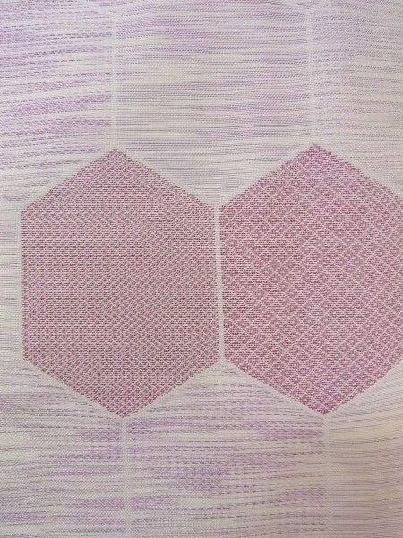 画像5: N1015D 女性用紬  シルク（正絹） 淡い赤み藤色, 松皮菱 【中古】【USED】【リサイクル】 ★★☆☆☆【N1015D】 (5)