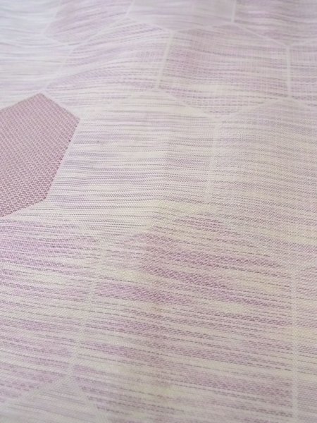 画像8: N1015D 女性用紬  シルク（正絹） 淡い赤み藤色, 松皮菱 【中古】【USED】【リサイクル】 ★★☆☆☆【N1015D】 (8)