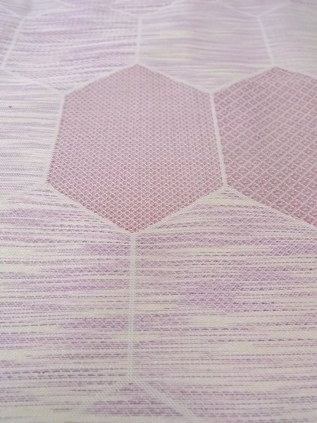 画像9: N1015D 女性用紬  シルク（正絹） 淡い赤み藤色, 松皮菱 【中古】【USED】【リサイクル】 ★★☆☆☆【N1015D】 (9)