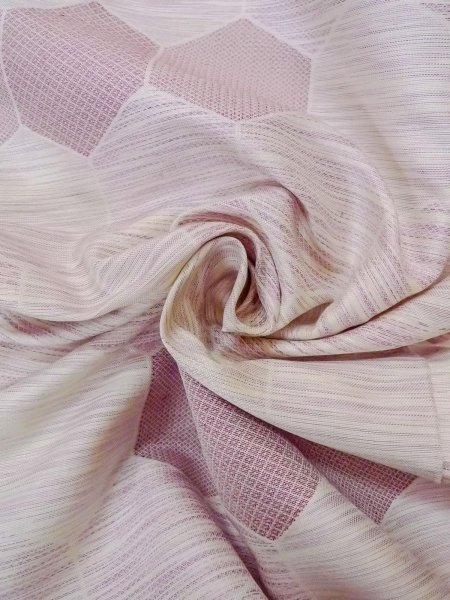 画像12: N1015D 女性用紬  シルク（正絹） 淡い赤み藤色, 松皮菱 【中古】【USED】【リサイクル】 ★★☆☆☆【N1015D】 (12)