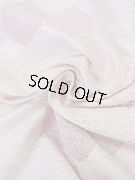 画像12: N1015D 女性用紬  シルク（正絹） 淡い赤み藤色, 松皮菱 【中古】【USED】【リサイクル】 ★★☆☆☆【N1015D】 (12)