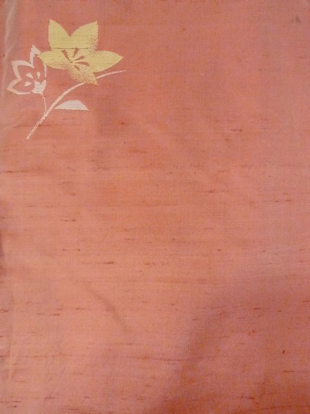 画像3: N1015G 女性用紬  シルク（正絹） 淡い珊瑚色, ききょう 【中古】【USED】【リサイクル】 ★★★☆☆【N1015G】 (3)