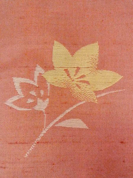 画像6: N1015G 女性用紬  シルク（正絹） 淡い珊瑚色, ききょう 【中古】【USED】【リサイクル】 ★★★☆☆【N1015G】 (6)