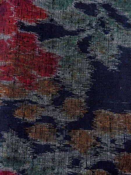 画像7: N1015I 女性用紬 十日町紬 シルク（正絹） 深い藍, 花 【中古】【USED】【リサイクル】 ★★★★☆【N1015I】 (7)