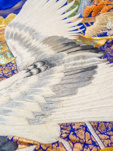 画像35: N1015M 女性用打掛  シルク（正絹） 光沢のある青, 梅 【中古】【USED】【リサイクル】 ★★★☆☆【N1015M】 (35)