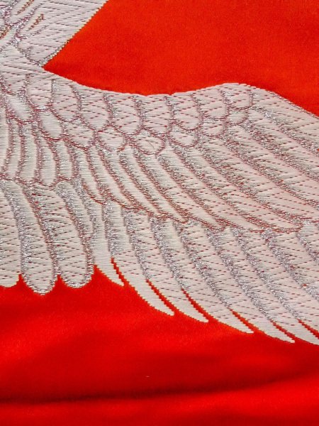 画像13: N1015P 女性用打掛  シルク（正絹） 鮮やか橙色, 松/松葉 【中古】【USED】【リサイクル】 ★★★☆☆【N1015P】 (13)