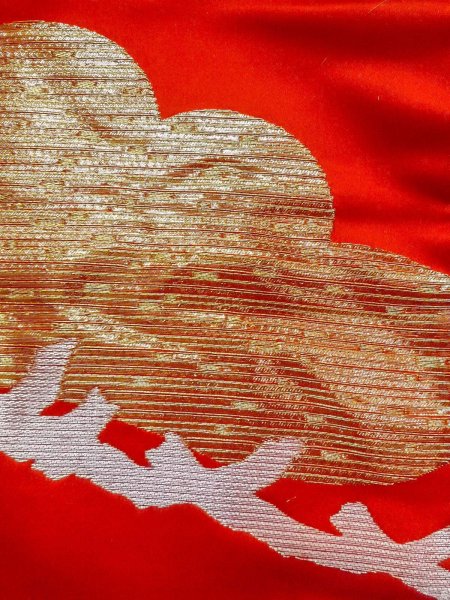 画像14: N1015P 女性用打掛  シルク（正絹） 鮮やか橙色, 松/松葉 【中古】【USED】【リサイクル】 ★★★☆☆【N1015P】 (14)