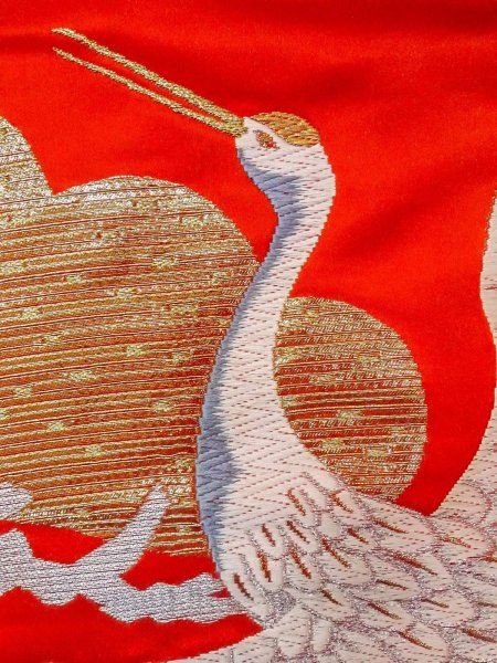 画像18: N1015P 女性用打掛  シルク（正絹） 鮮やか橙色, 松/松葉 【中古】【USED】【リサイクル】 ★★★☆☆【N1015P】 (18)