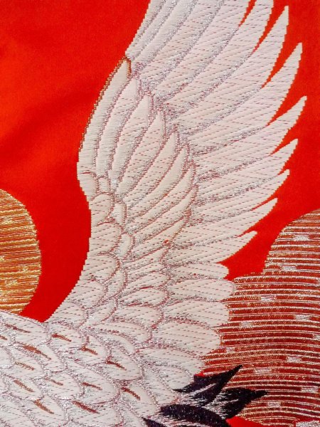 画像19: N1015P 女性用打掛  シルク（正絹） 鮮やか橙色, 松/松葉 【中古】【USED】【リサイクル】 ★★★☆☆【N1015P】 (19)