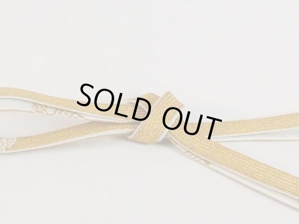 画像3: N1022XG 帯締め 女性用着物 シルク（正絹）  光沢のある 白 葉 【中古】 【USED】 【リサイクル】 ★★★☆☆ (3)