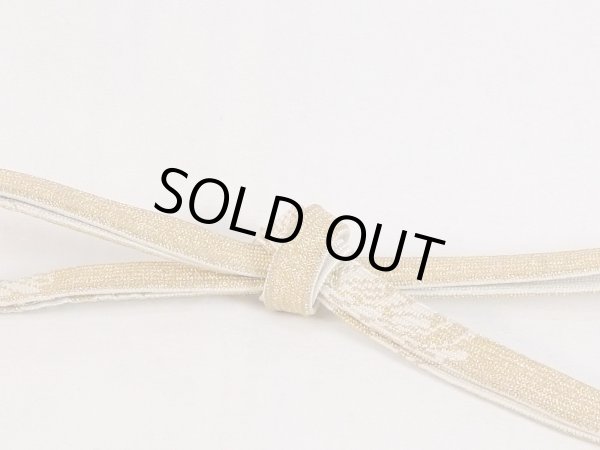 画像3: N1022XL 帯締め 女性用着物 シルク（正絹）   白 花 【中古】 【USED】 【リサイクル】 ★★★☆☆ (3)