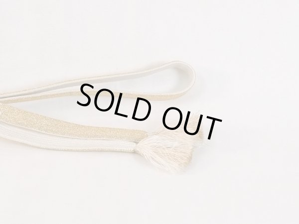 画像4: N1022XL 帯締め 女性用着物 シルク（正絹）   白 花 【中古】 【USED】 【リサイクル】 ★★★☆☆ (4)