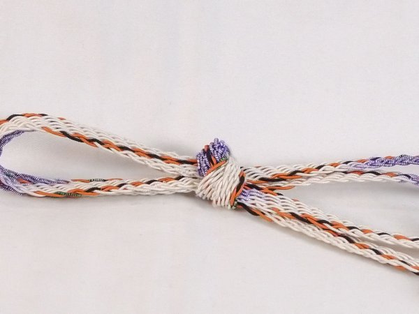 画像3: N1022XT 帯締め 女性用着物 シルク（正絹）   オフ　ホワイト 抽象的模様 【中古】 【USED】 【リサイクル】 ★★☆☆☆ (3)