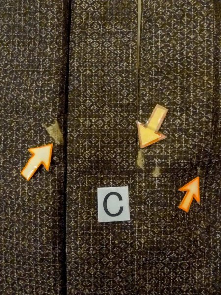 画像17: N1101B 男性用羽織  シルク（正絹） 深いオリーブ, 菱 【中古】【USED】【リサイクル】 ★☆☆☆☆【N1101B】 (17)