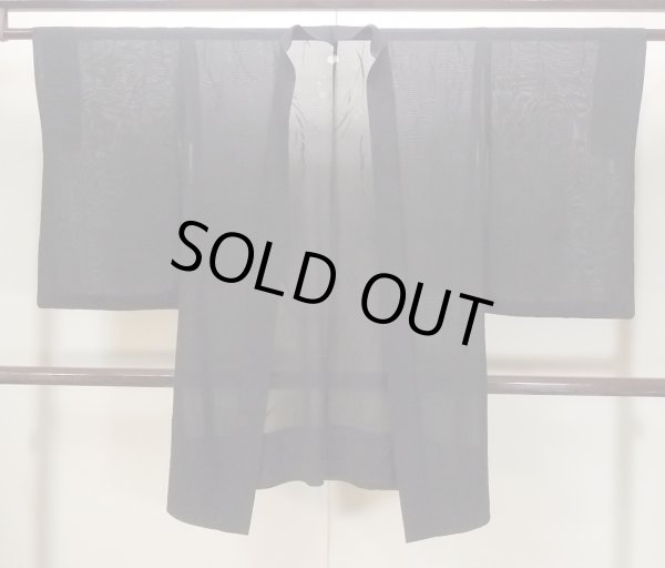 画像1: N1101G 女性用羽織  シルク（正絹） 黒, 葉 【中古】【USED】【リサイクル】 ★★★☆☆【N1101G】 (1)