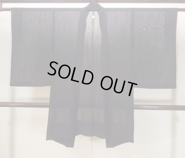 画像2: N1101G 女性用羽織  シルク（正絹） 黒, 葉 【中古】【USED】【リサイクル】 ★★★☆☆【N1101G】 (2)