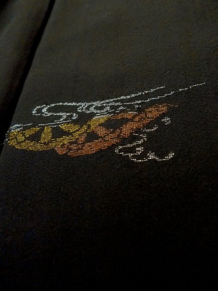 画像8: N1101J 昭和初期ごろ。アンティーク品。女性用羽織  シルク(正絹) 黒, うず 【中古】【USED】【リサイクル】 ★★★☆☆【N1101J】 (8)