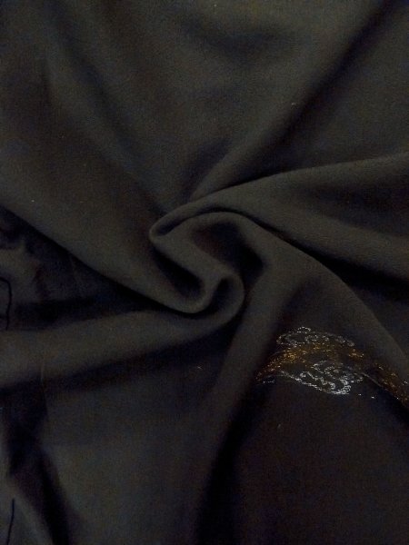 画像10: N1101J 昭和初期ごろ。アンティーク品。女性用羽織  シルク(正絹) 黒, うず 【中古】【USED】【リサイクル】 ★★★☆☆【N1101J】 (10)