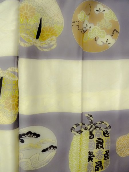 画像12: N1101K 女性用羽織  シルク(正絹) 深い黒, 花 【中古】【USED】【リサイクル】 ★★★★☆【N1101K】 (12)