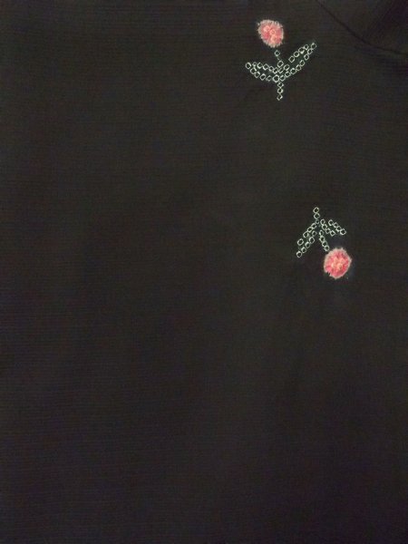 画像3: N1101N 女性用羽織  シルク(正絹) 深い黒, 花 【中古】【USED】【リサイクル】 ★★★☆☆【N1101N】 (3)