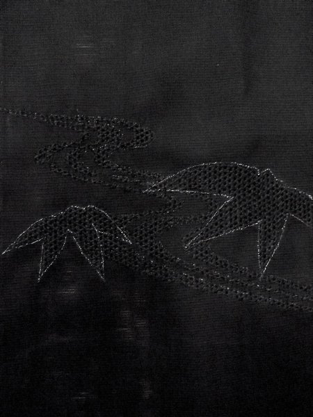 画像5: N1102B 女性用羽織  シルク（正絹） 黒, 流水 【中古】【USED】【リサイクル】 ★★★★☆【N1102B】 (5)