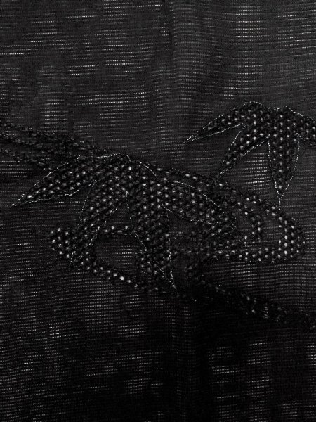 画像6: N1102B 女性用羽織  シルク（正絹） 黒, 流水 【中古】【USED】【リサイクル】 ★★★★☆【N1102B】 (6)