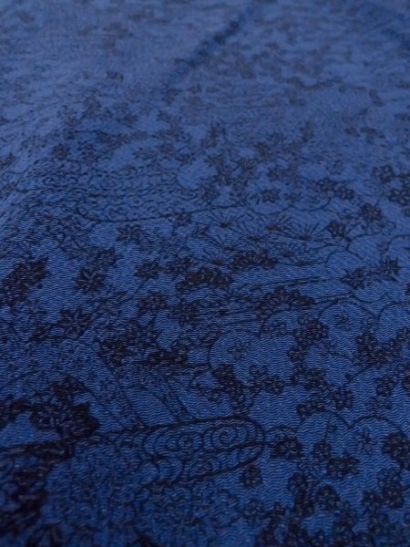 画像10: N1112D 女性用小紋  シルク(正絹) 紺, ぼたん 【中古】【USED】【リサイクル】 ★★★★☆【N1112D】 (10)