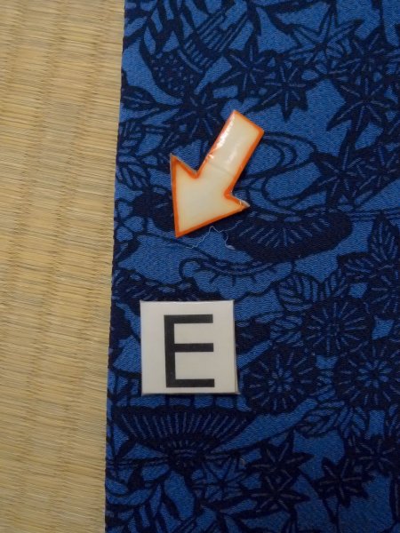 画像18: N1112E 女性用小紋  シルク(正絹) 深い青, 菊 【中古】【USED】【リサイクル】 ★★★☆☆【N1112E】 (18)