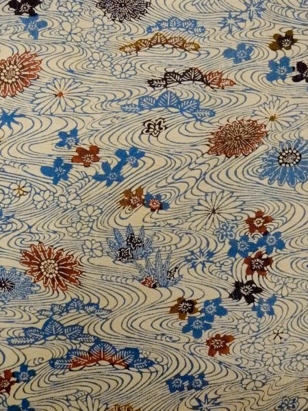 画像4: N1112G 女性用小紋  シルク(正絹) 灰色がかったアイボリー, 花 【中古】【USED】【リサイクル】 ★★★★☆【N1112G】 (4)