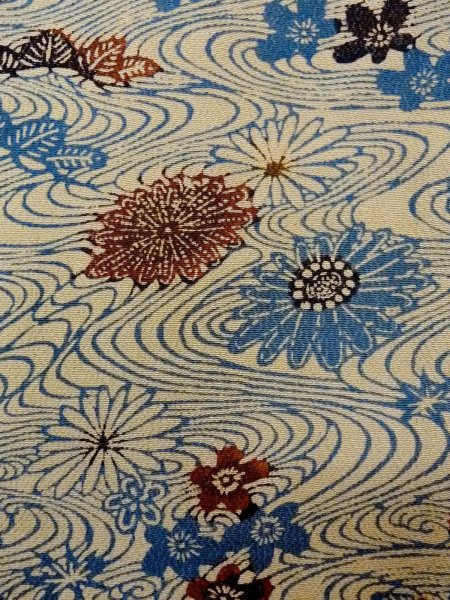 画像5: N1112G 女性用小紋  シルク(正絹) 灰色がかったアイボリー, 花 【中古】【USED】【リサイクル】 ★★★★☆【N1112G】 (5)