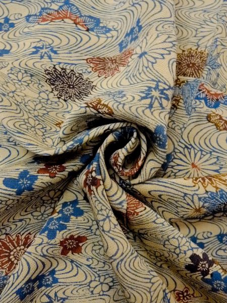 画像11: N1112G 女性用小紋  シルク(正絹) 灰色がかったアイボリー, 花 【中古】【USED】【リサイクル】 ★★★★☆【N1112G】 (11)