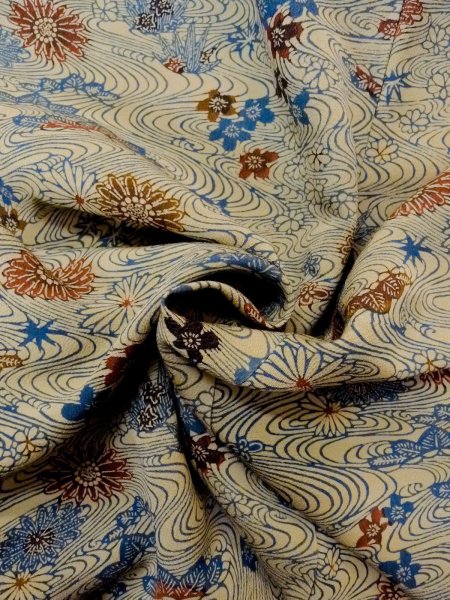 画像12: N1112G 女性用小紋  シルク(正絹) 灰色がかったアイボリー, 花 【中古】【USED】【リサイクル】 ★★★★☆【N1112G】 (12)