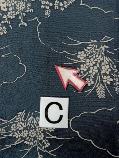 画像16: N1112H 女性用小紋  シルク(正絹) 灰色がかった藍, ぼたん 【中古】【USED】【リサイクル】 ★★☆☆☆【N1112H】 (16)