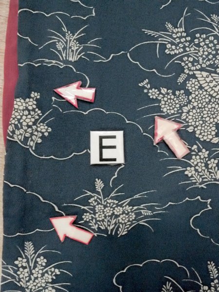 画像18: N1112H 女性用小紋  シルク(正絹) 灰色がかった藍, ぼたん 【中古】【USED】【リサイクル】 ★★☆☆☆【N1112H】 (18)