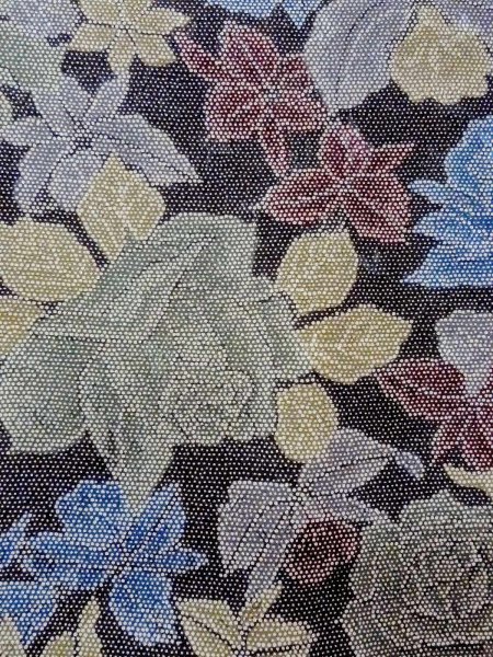 画像6: N1112I 女性用小紋  シルク(正絹) 灰色がかったマルチカラー, バラ 【中古】【USED】【リサイクル】 ★★★★☆【N1112I】 (6)