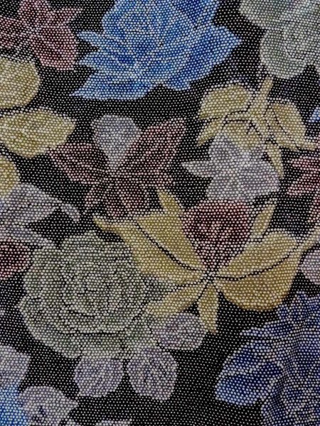 画像7: N1112I 女性用小紋  シルク(正絹) 灰色がかったマルチカラー, バラ 【中古】【USED】【リサイクル】 ★★★★☆【N1112I】 (7)