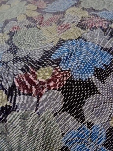 画像8: N1112I 女性用小紋  シルク(正絹) 灰色がかったマルチカラー, バラ 【中古】【USED】【リサイクル】 ★★★★☆【N1112I】 (8)