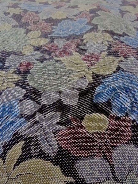 画像9: N1112I 女性用小紋  シルク(正絹) 灰色がかったマルチカラー, バラ 【中古】【USED】【リサイクル】 ★★★★☆【N1112I】 (9)