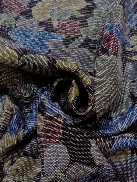 画像11: N1112I 女性用小紋  シルク(正絹) 灰色がかったマルチカラー, バラ 【中古】【USED】【リサイクル】 ★★★★☆【N1112I】 (11)