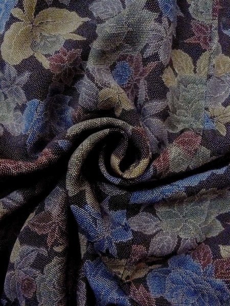 画像12: N1112I 女性用小紋  シルク(正絹) 灰色がかったマルチカラー, バラ 【中古】【USED】【リサイクル】 ★★★★☆【N1112I】 (12)